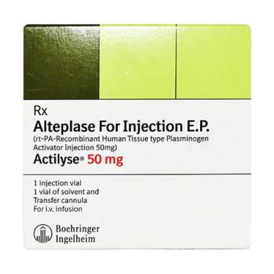 ACTILYSE 50 MG ( ALTEPLASE ) FOR IV INFUSION 2 SOLVENTS + 2 SOLVENTS